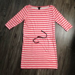 Bright pink-white stripy mini dress